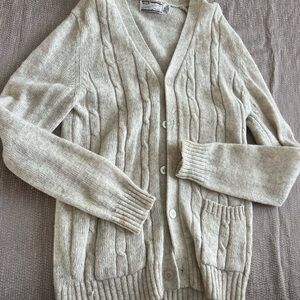 Vintage Sears Men's Cream Cable Knit Cardigan